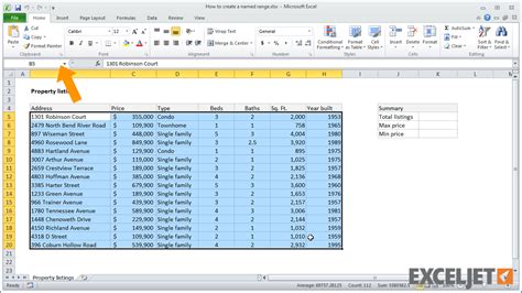 Excel Sheet Calculations Named Ranges