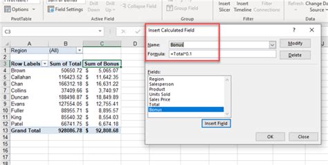 Excel Sheet Calculations PivotTables