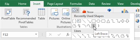 Excel Shortcuts for Curly Braces