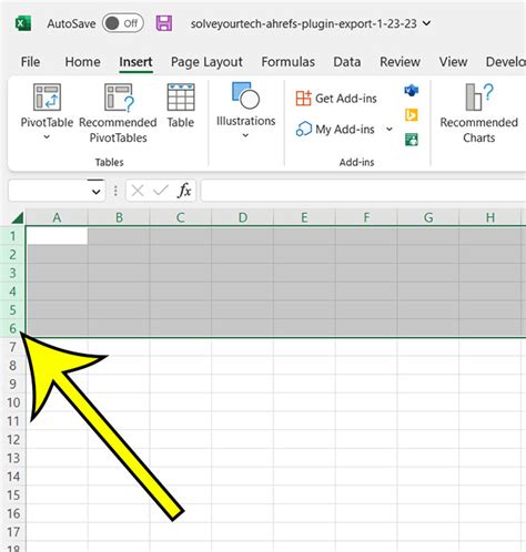 Using Excel shortcuts to expand rows