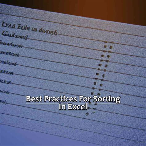 Excel Sorting Best Practices