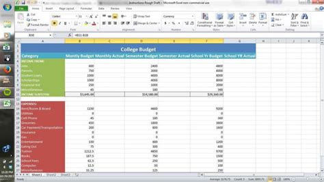 Setting Up Excel Spreadsheet