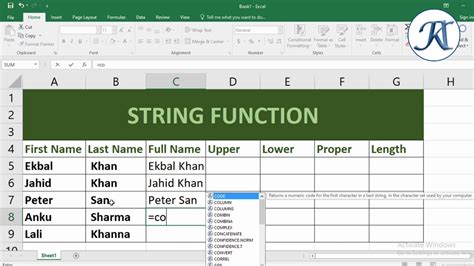 Excel String Manipulation Functions