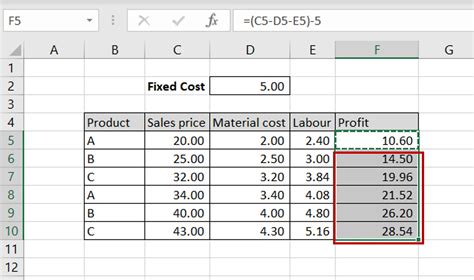 Excel Subtract Multiple Cells Method 4