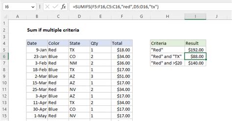 Excel Sum Columns Based on Criteria