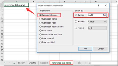 Excel Tab Names Reference