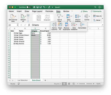 Table Drop Down in Excel