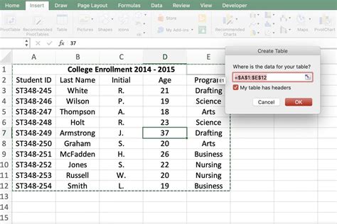 Excel Tables