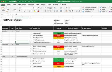 Excel Template Testing