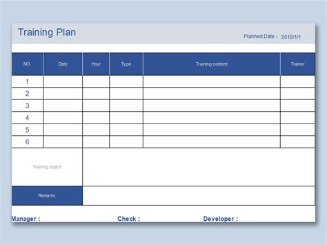 Excel Training Schedule Template