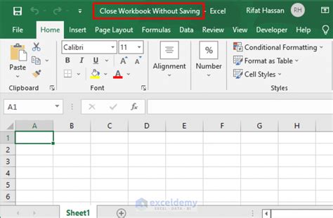 Excel VBA Close Without Saving