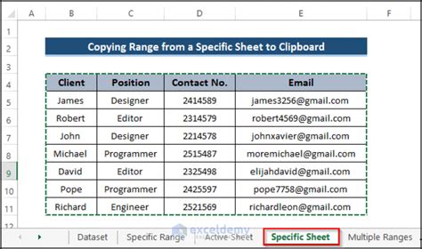 Excel VBA Copy Range Example Result