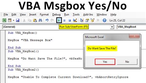 Excel VBA MsgBox Yes No Dialog Box Common Errors