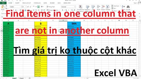 Excel VBA Not In Another Column