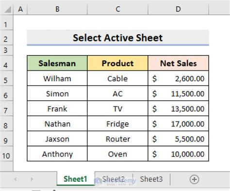 Selecting a sheet in Excel VBA