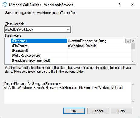 Excel VBA Workbook SaveAs