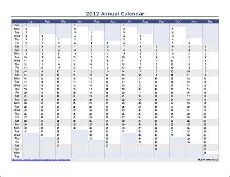 Excel Yearly Calendar Templates