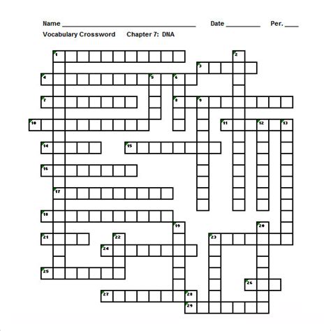 Excel crossword template example