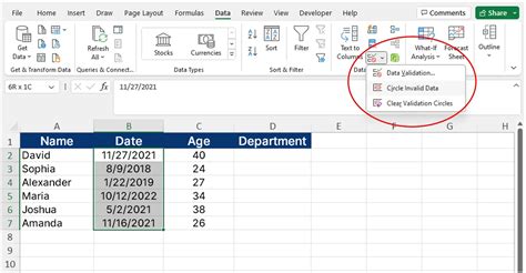 Excel data validation example