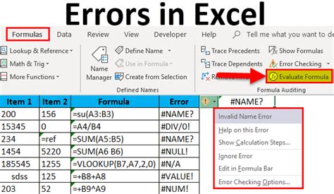 Correct Excel errors