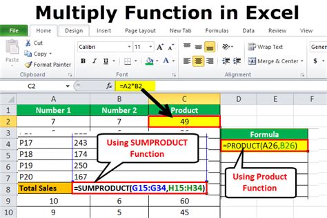 Excel Multiplication Functions