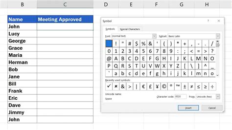 Excel Symbols