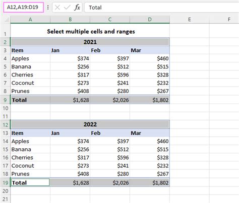 Excel Multiple Cell Selection