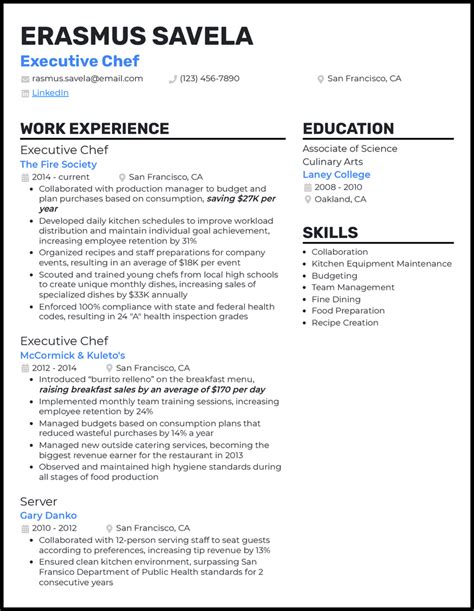 Executive Chef Resume Template