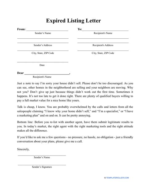 Expired Listing Letter Template