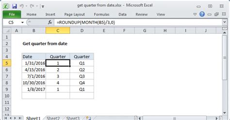 Extract Quarter and Year using Excel Formula