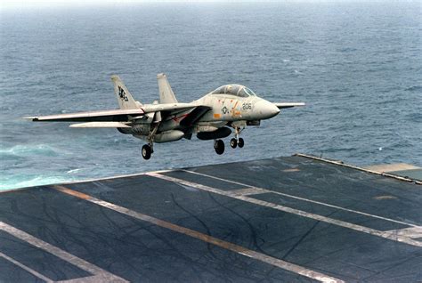 F-14 landing on an aircraft carrier