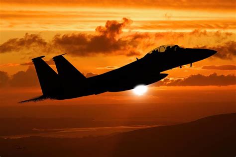 F-15 Eagle sunset flight