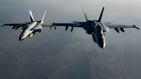 F-18 Hornets in formation