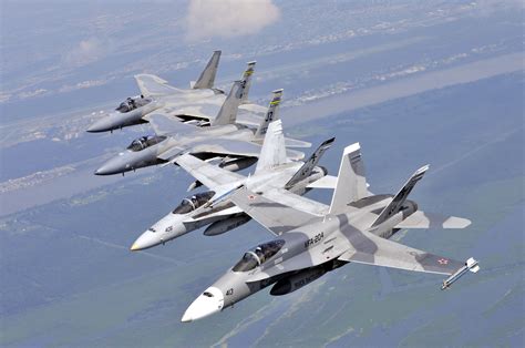 F-18 fighter jets in formation