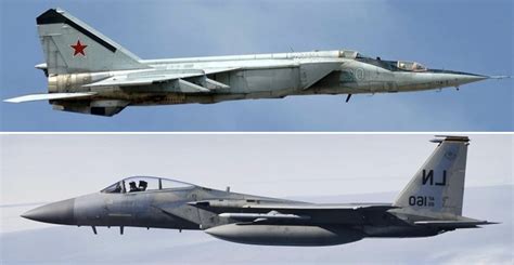 F-15 and MiG-25 side by side