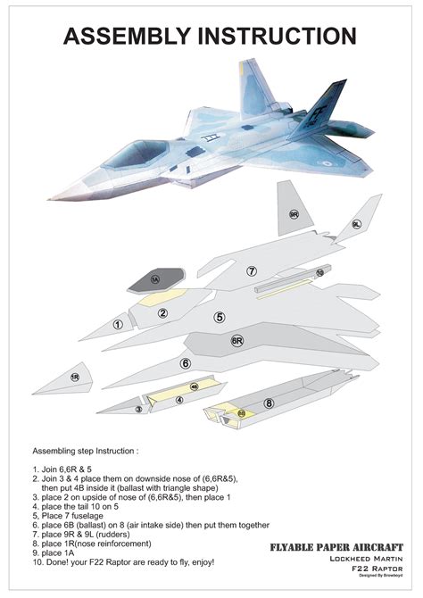 A realistic F-22 paper airplane design