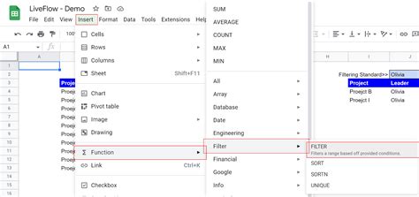 FILTER Function Google Sheets