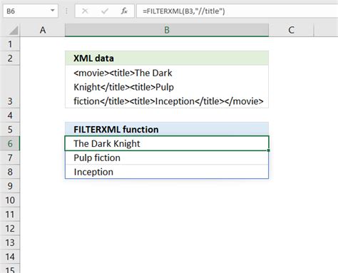 FILTERXML function example