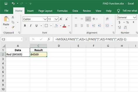 FIND and MID Functions Example