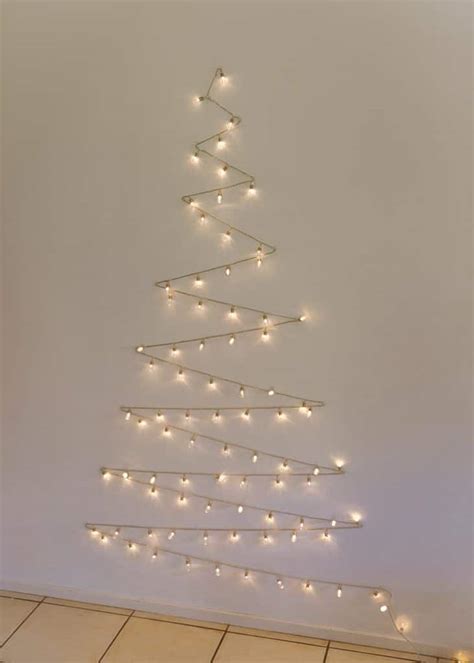 A Christmas tree decorated with fairy lights