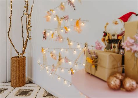 A Christmas tree decorated with fairy lights