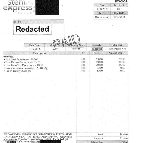 Fake Abortion Receipt Template