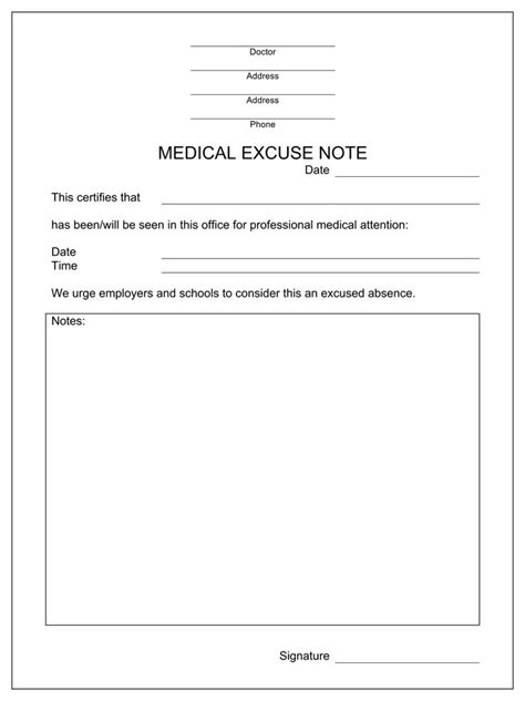 Fake Doctor Excuse Template 3