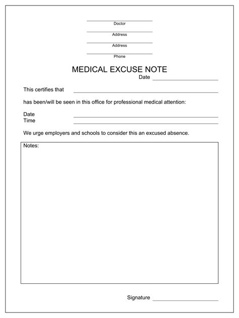 Fake Doctor Excuse Template 4