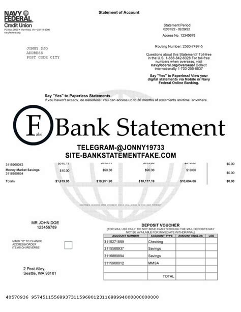 Fake Navy Federal Bank Statement Template Example 9