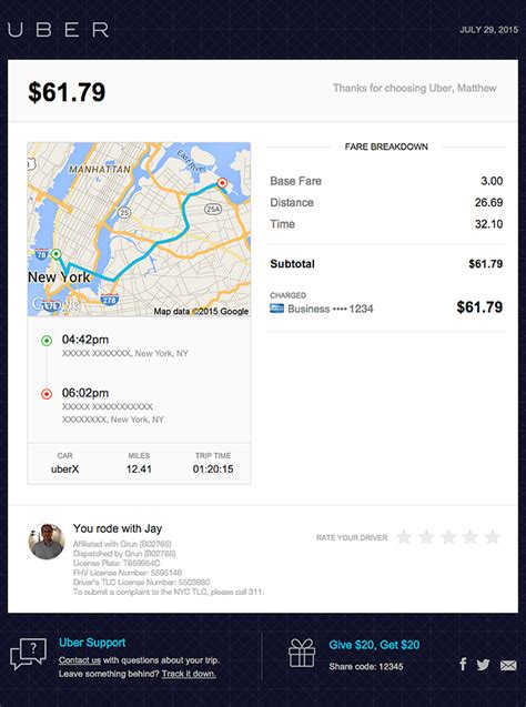 Fake Uber Receipts Trip Details