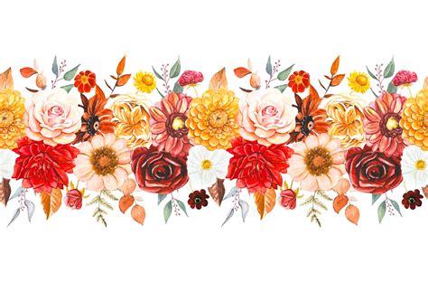 Fall floral border for Thanksgiving