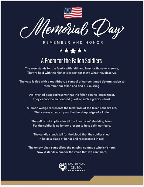 Fallen Soldiers Tribute Poem Table Printable