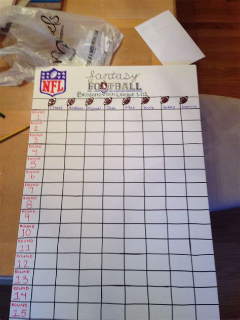 Fantasy Football Draft Board Template 2