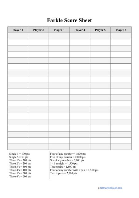 Farkle Score Sheet Download